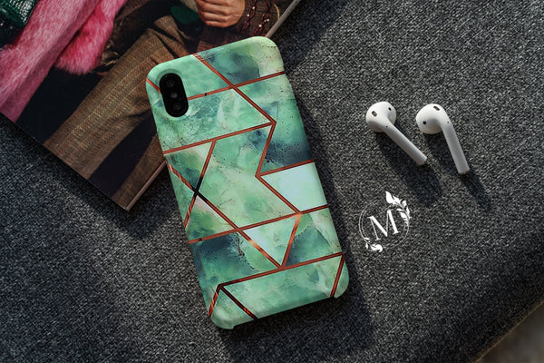 TM012 - Green Geometric - Marble Mobile Case