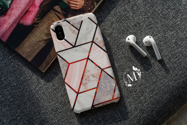 TM015 - Pink Geometric - Marble Mobile Case