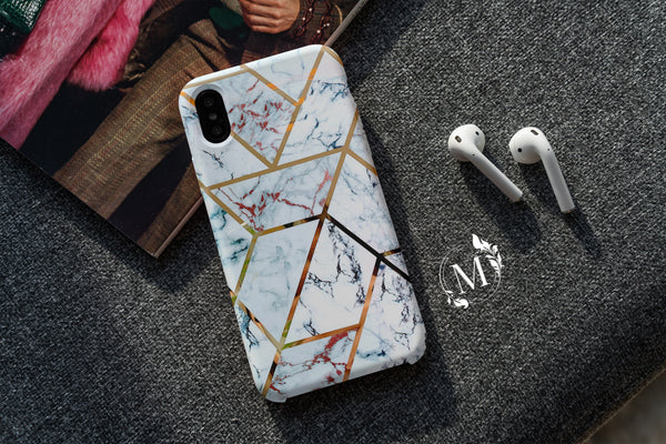 TM018 - White Geometric - Marble Mobile Case