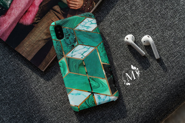 TM001 - Green Geometric - Marble Mobile Case