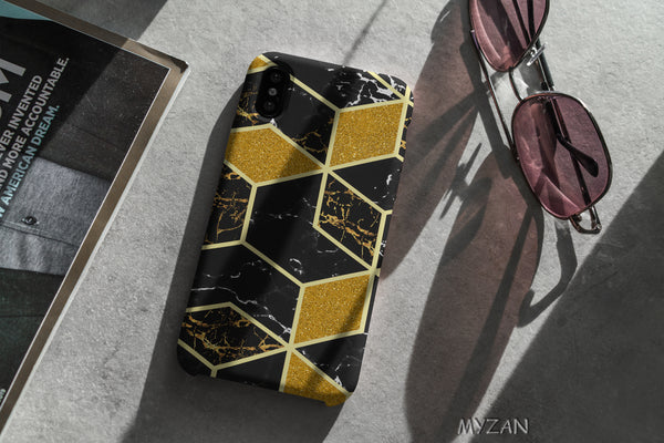 TM019 - Black Geometric - Marble Mobile Case