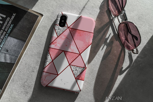 TM020 - Pink Geometric - Marble Mobile Case