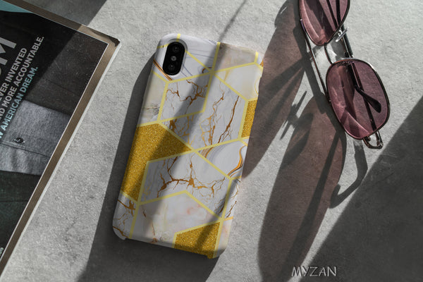 TM022 - Yellow Geometric - Marble Mobile Case