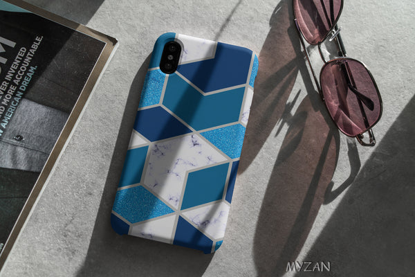 TM023 - Blue Geometric - Marble Mobile Case