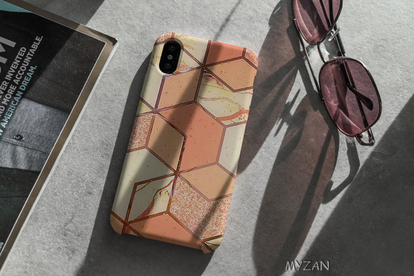 TM024 - Orange Geometric - Marble Mobile Case