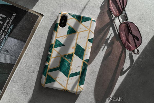 TM026 - Green Geometric - Marble Mobile Case