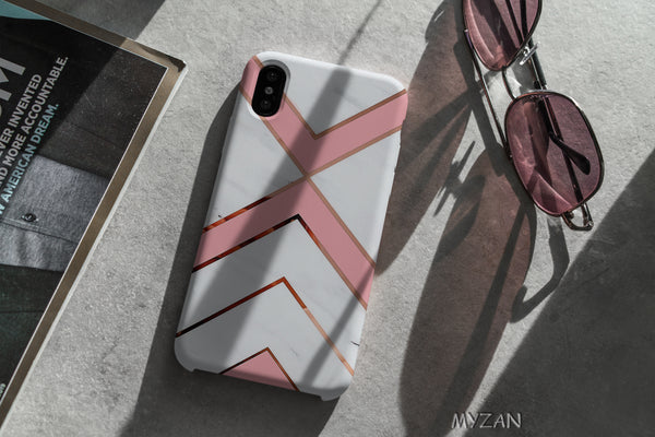 TM027 - Pink Geometric - Marble Mobile Case