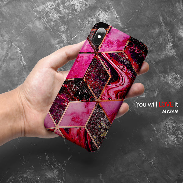 MC013 - Pink Geometric Marble Mobile Case