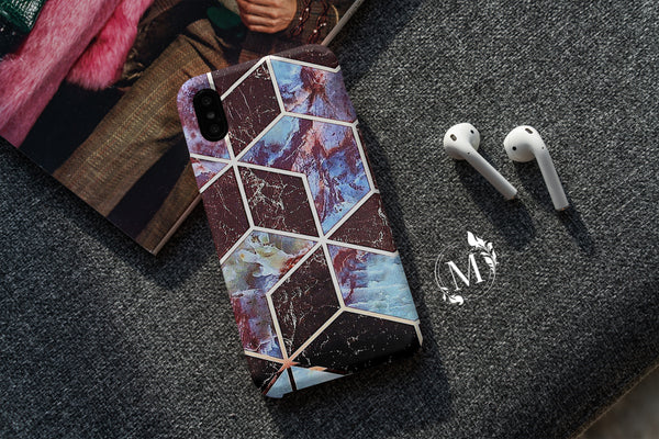 TM008 - Black Geometric - Marble Mobile Case