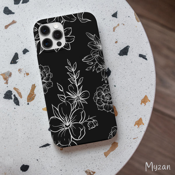 AC120 - Black & White Lily - Floral Mobile Case