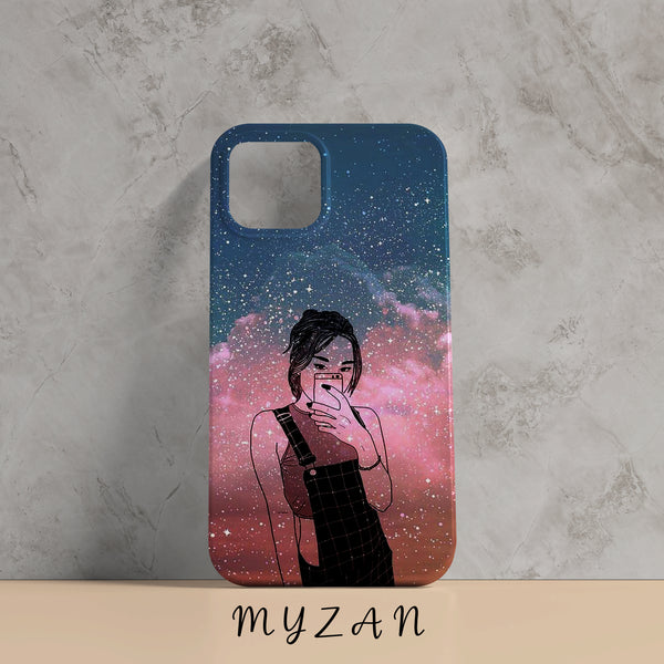 AC165 - Girl Holding Mobile - Aesthetic Girl Mobile Case