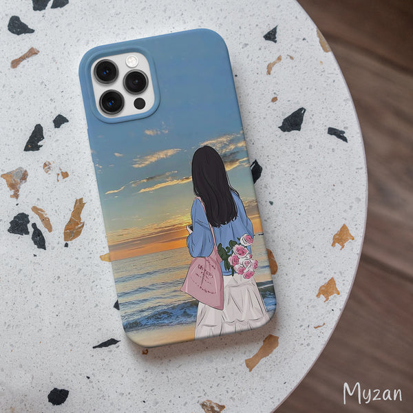 AC380 - Illustration Sunset - Aesthetic Girl Mobile Case