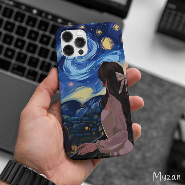 AC464 - Starry Night Girl - Aesthetic Mobile Case