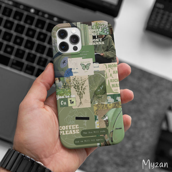 AC466 - Green Girly Collage - Aesthetic Mobile Case