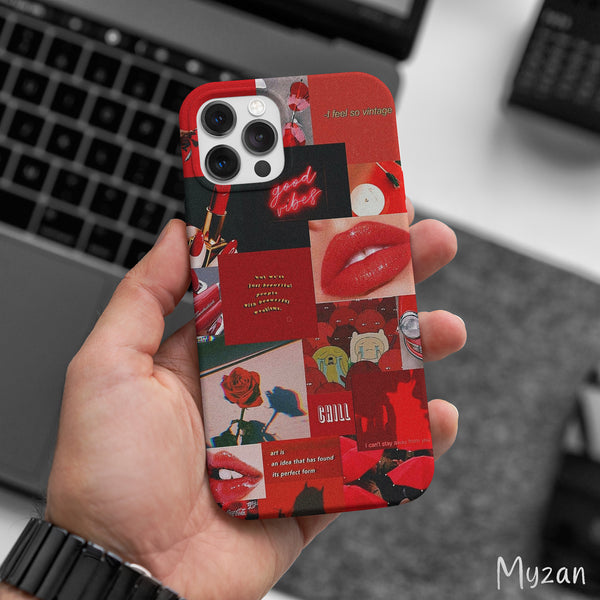 AC478 - Red Girly Collage - Aesthetic Mobile Case