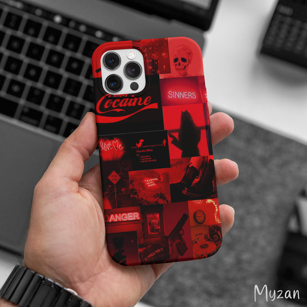 AC485 - Red Girly Collage - Aesthetic Mobile Case