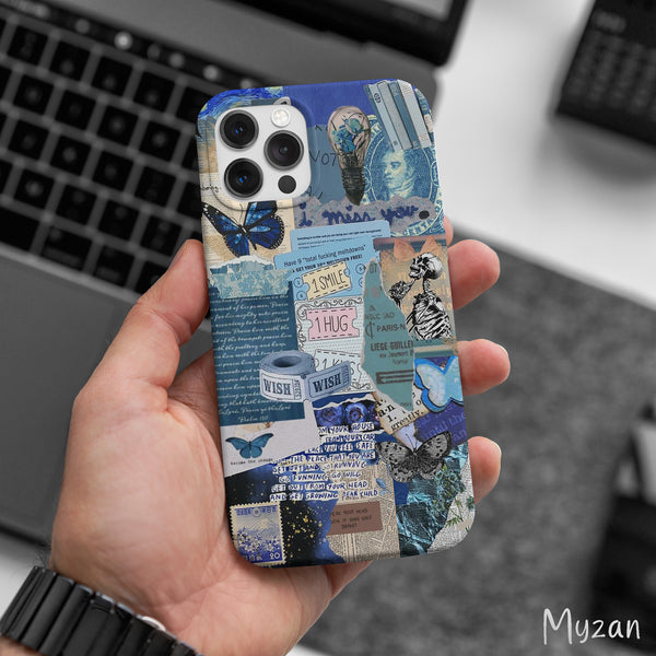 AC512 - Blue Girly Collage - Aesthetic Mobile Case