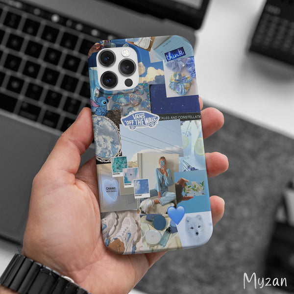 AC496 - Blue Girly Collage - Aesthetic Mobile Case