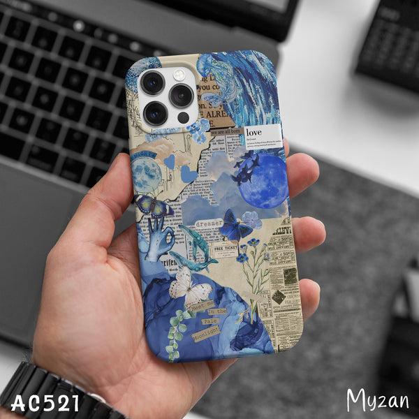 AC521 - Blue Vintage Collage - Aesthetic Mobile Case