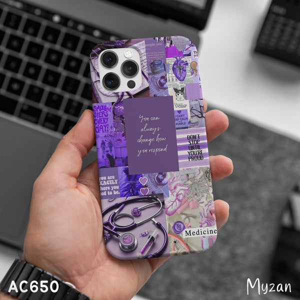 AC650 - Purple Medical Aesthetic Collage - Doctor Phone Case