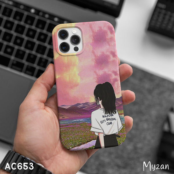 AC653 - Dreamy Cloud Sunset Field - Aesthetic Girl Phone Case