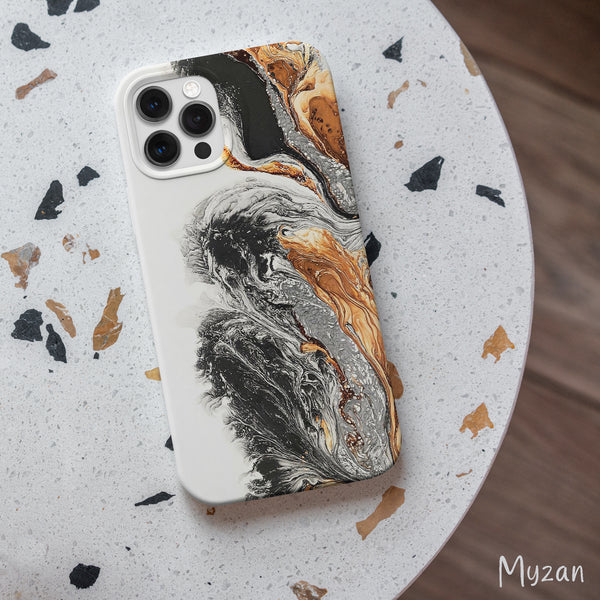 RC111 - Gold & Black Marble Mobile Case