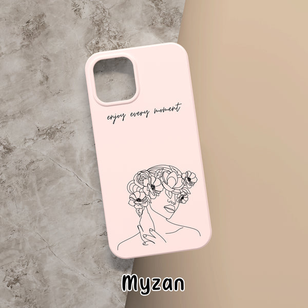 RC275 - Flower Line Art Girl - Quotes Mobile Case