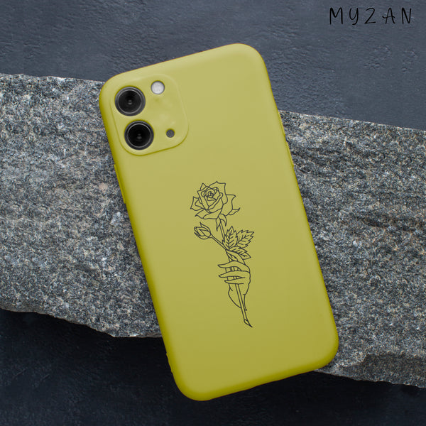 RC368 - Line Art - Yellow Floral Mobile Case