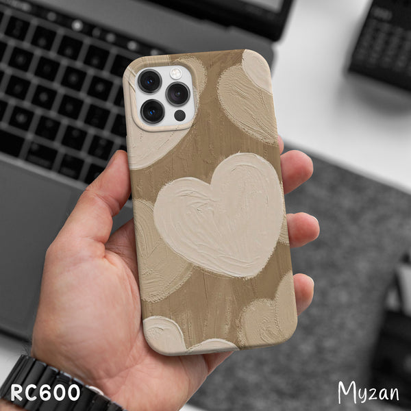 RC600 - Beige Heart - Aesthetic Mobile Case