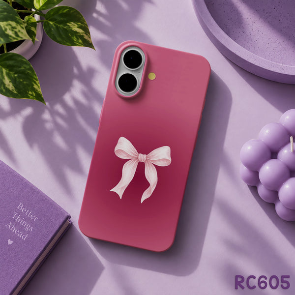 RC605 - Minimalist Soft Pink Ribbon Bow - Aesthetic Phone Case