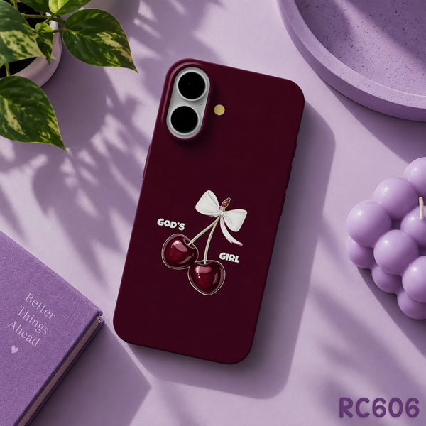 RC606 - Deep Red Cherry Ribbon - Aesthetic Phone Case