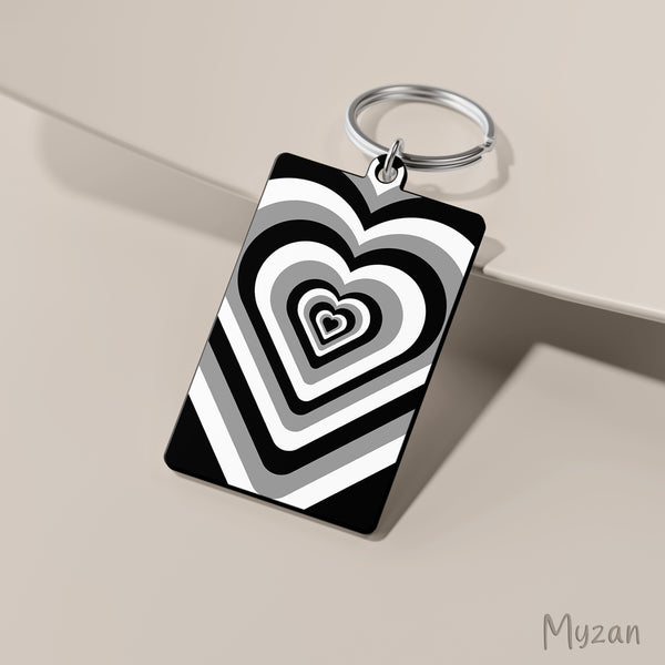 RK029 - Black & White Aesthetic Heart Keychain